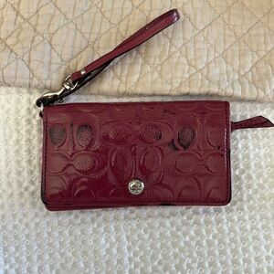 Coach Burgundy Wristlet Wallet